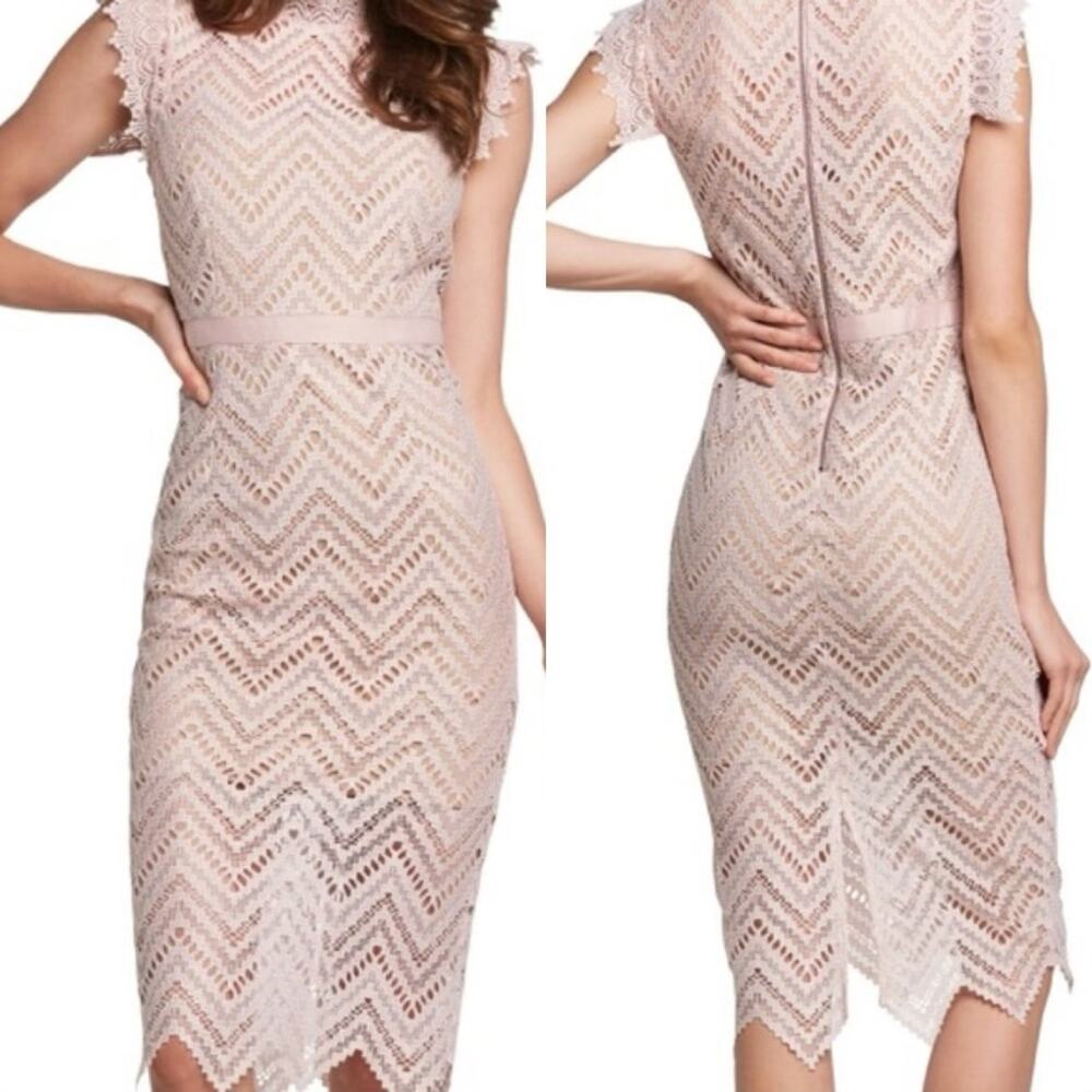 NWOT $139 Bardot 10 Lace Midi Dress Blush Pink